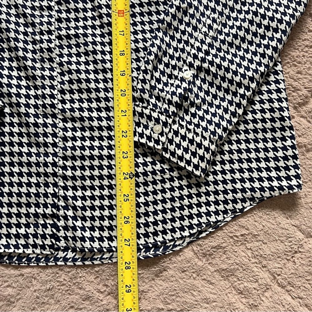 GAP Houndstooth Long Sleeve Blouse Preppy Minimalist Capsule Cottage Size L‎ - Picture 6 of 6
